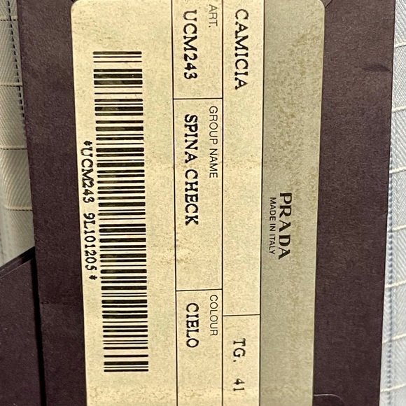 Prada Blue Pin Striped Dress Shirt Size 41–New with Tags - Picture 5 of 5